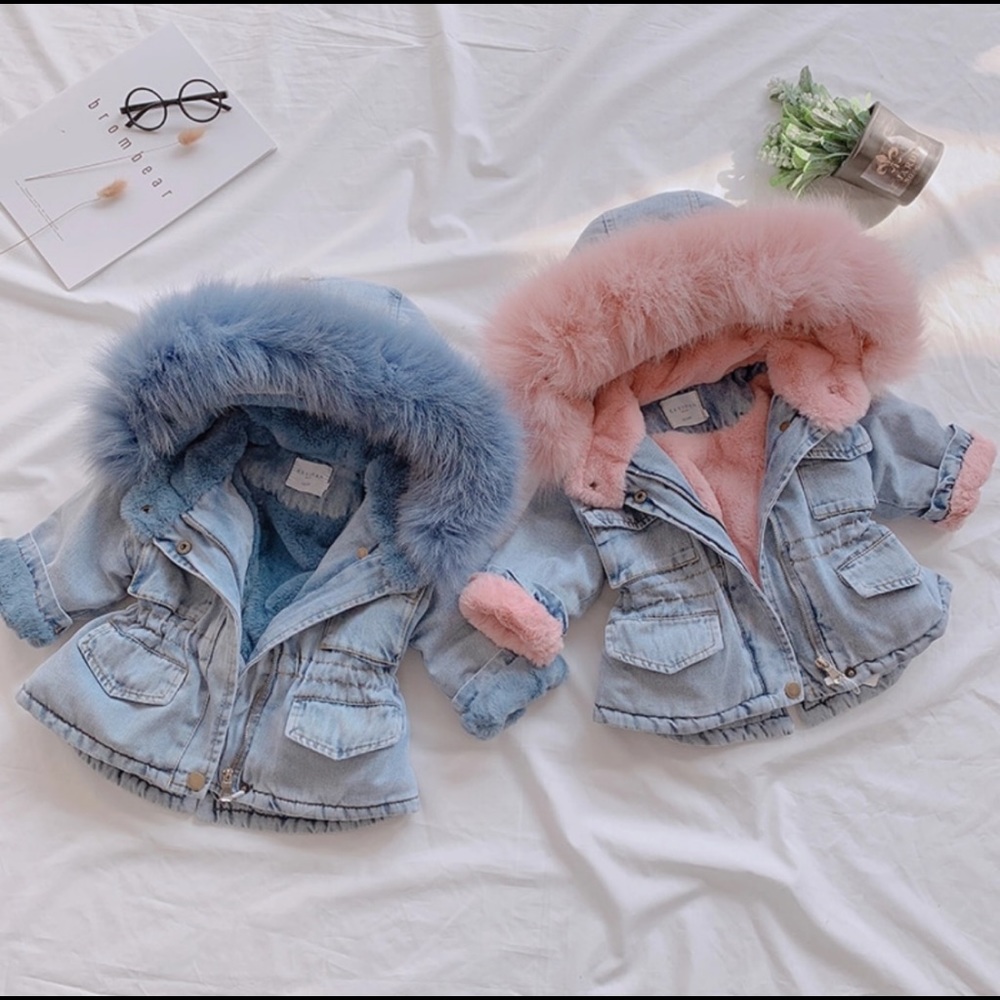 Children's cowboy plus velvet warm jacket